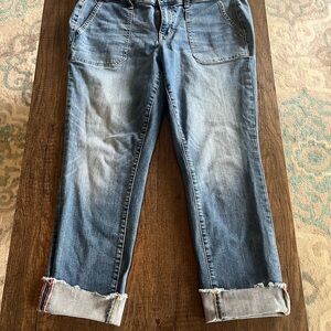 Torrid Light Blue Ankle Jeans with Frayed Hem